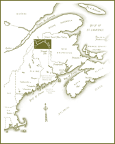 Map of New England highlighting the Saint John Valley. Map courtesy National Park Service.
